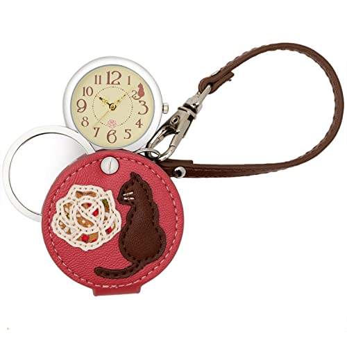 [フィールドワーク] 懐中時計 バラねこ ストラップ ルーペ 付き LW039-1 レディース ブラウン